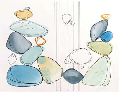 Stacked Stones with Lines