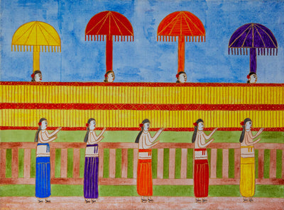 Female Procession holding a cloth during the Odalan Festival