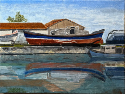 Canal Boat on the River Yvonne, France