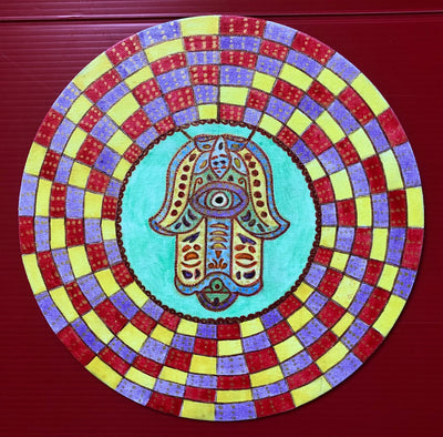 A Hamsa in a jewelry case in Fez, Morocco.