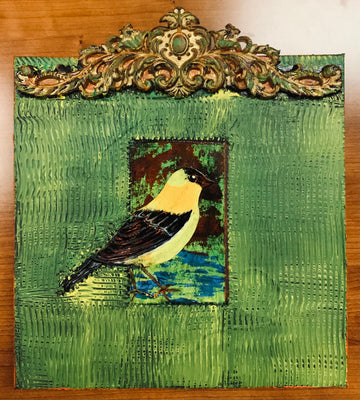 A reflection of Joy ( the Yellow American Goldfinch) on canvas