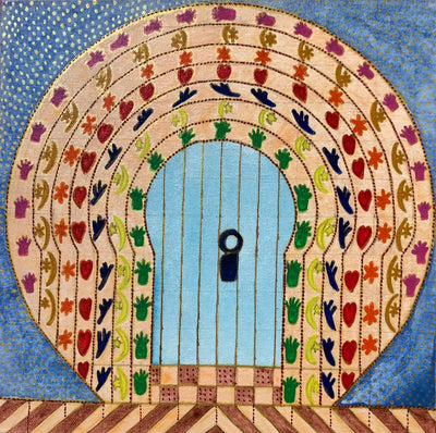 Patterns outside a Medina's door in Essaouira, Morocco.