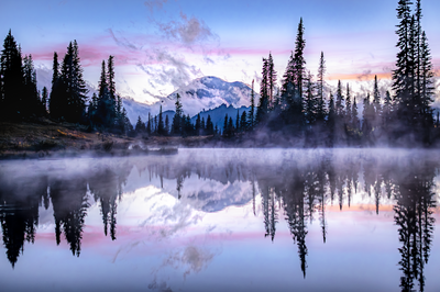 Foggy Mount Rainier (3-piece)