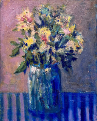 Spring Color Still Life on Striped Tablecloth