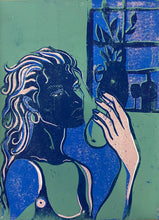 Load image into Gallery viewer, Girl with a pear (blue)