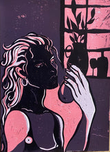 Load image into Gallery viewer, Girl with pear (pink and purple)