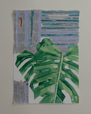 Monstera fragmented Blue and Grey