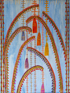 Penjors adorn the sky