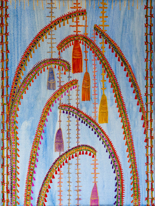 Penjors adorn the sky
