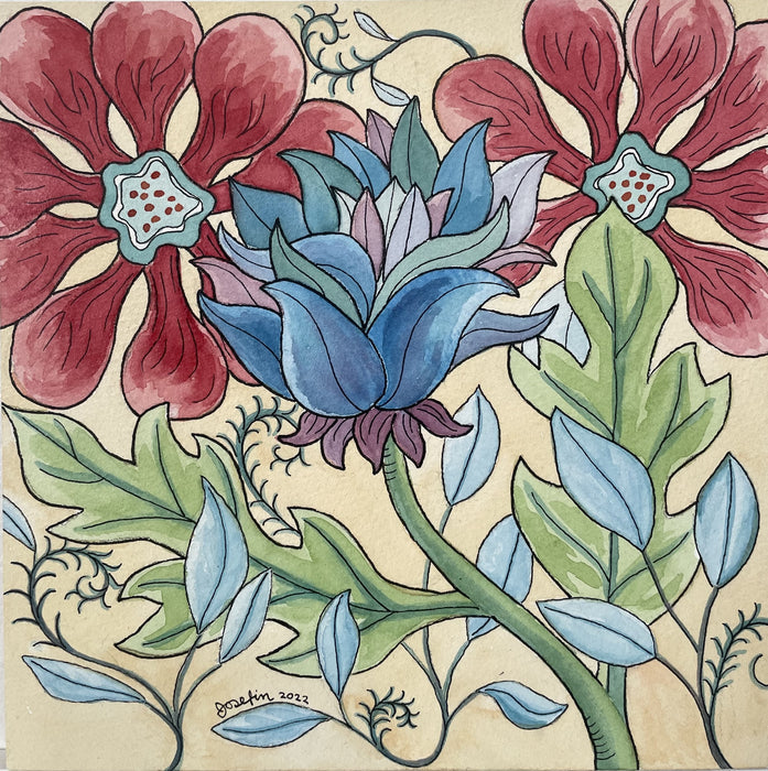 Blue and Red Flowers