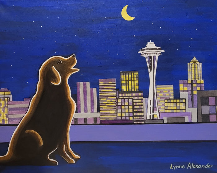 Dog with Space Needle