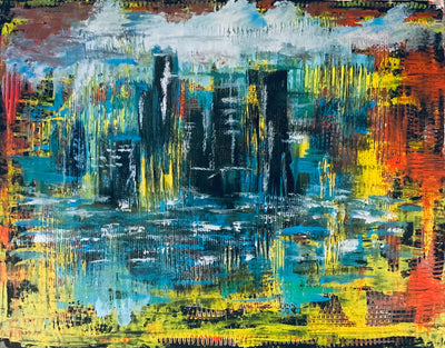 Seattle Electrified w/out mini triptych on canvas