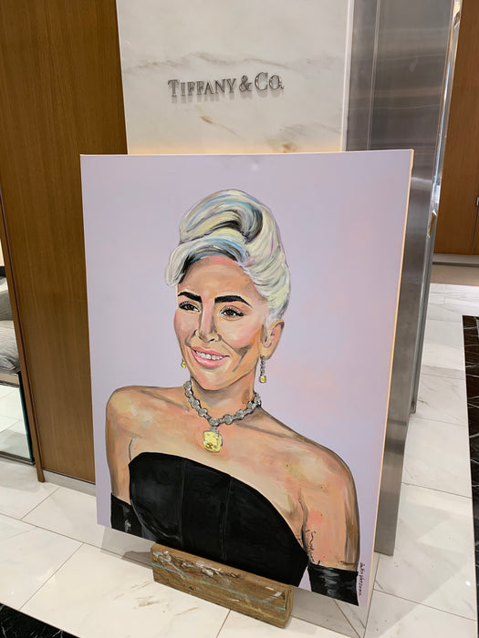 Lady Gaga wears a Tiffany necklace