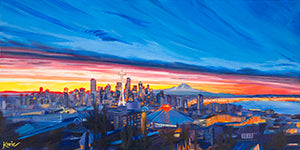 Seattle Skyline at Sunset (View from Kerry Park) Print Reproduction