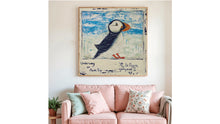 Load image into Gallery viewer, Puffin! Mixed Media  on Canvas  24x24-1793315767298.jpg

