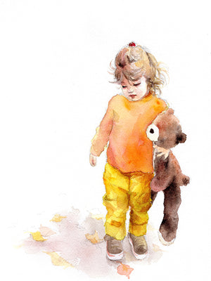 A Kid and Bear 9x12