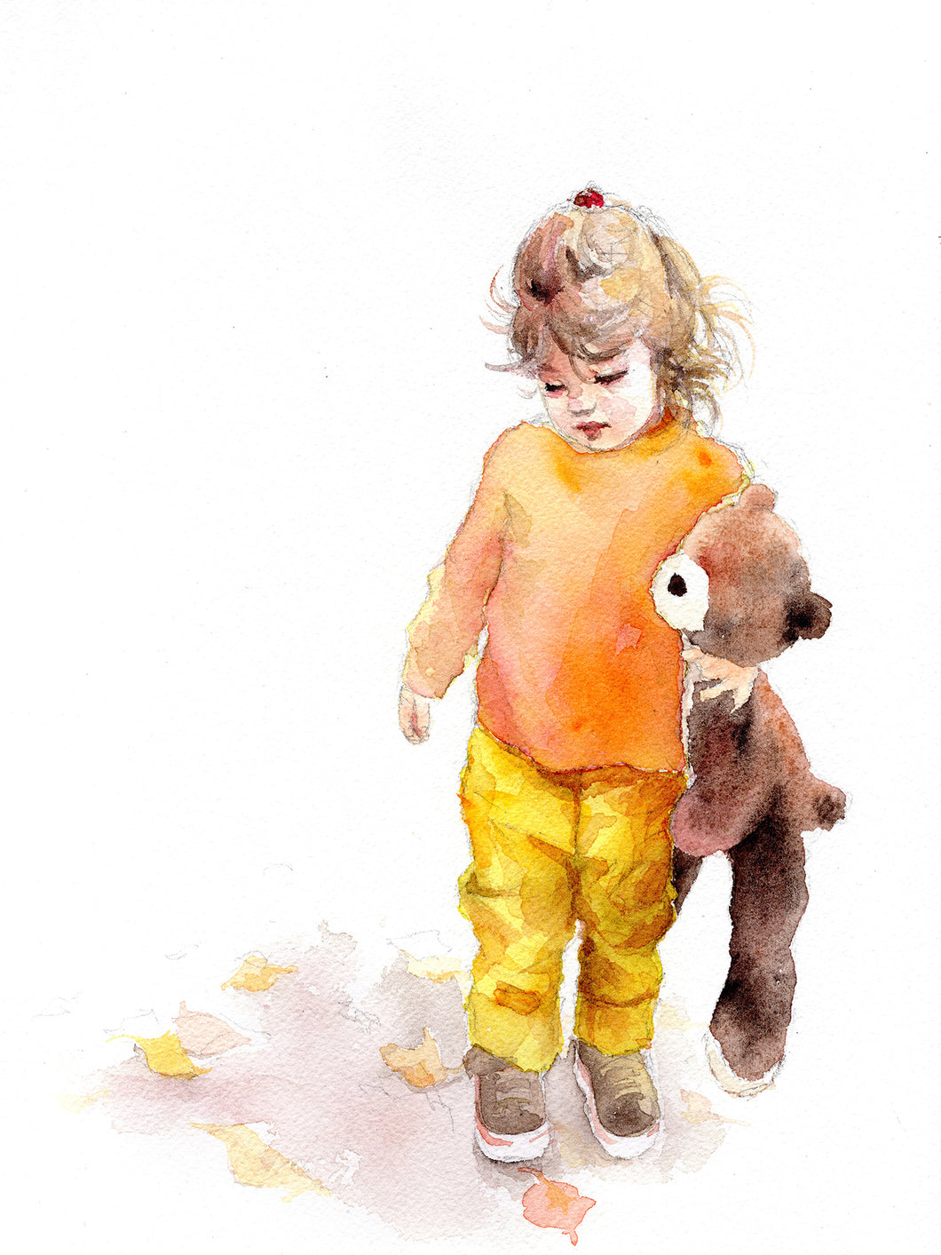 A Kid and Bear 9x12