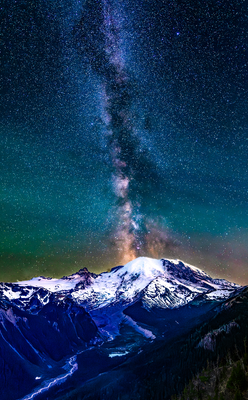 Mount Rainier With Milky Way