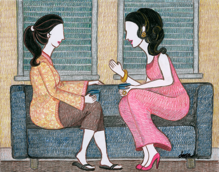 Conversation at Sofa 8 x 10 in print (with frame: 11 x 14 in)