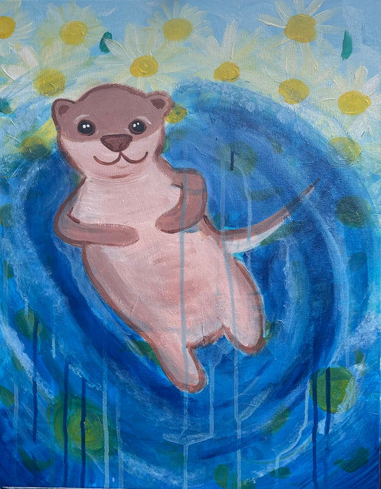 Otter Afloat Flowers