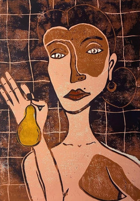 Girl holding a pear 2