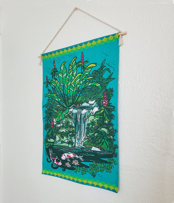 Tropical Waterfall Small Fabric Tapestry