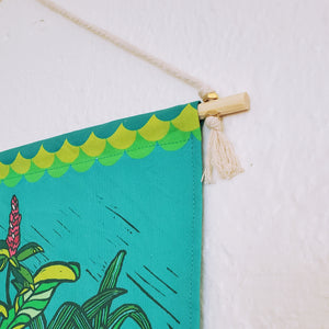 Tropical Waterfall Small Fabric Tapestry