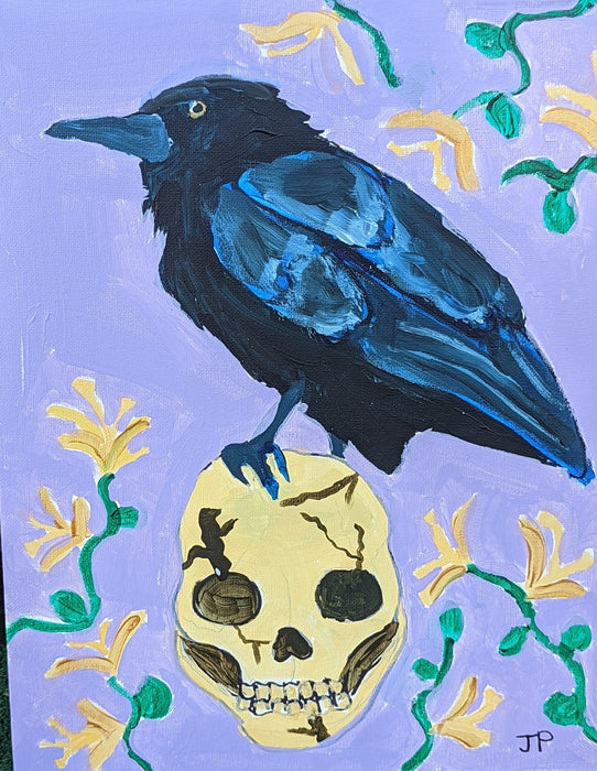 Crow and Human Skull