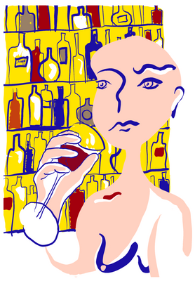 Girl in Wine Bar