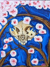 Load image into Gallery viewer, Cat Skull and Cherry Blossoms
