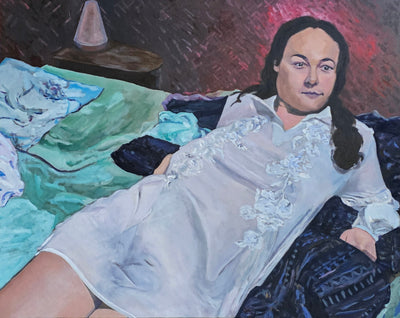 Gowned Woman on Bed